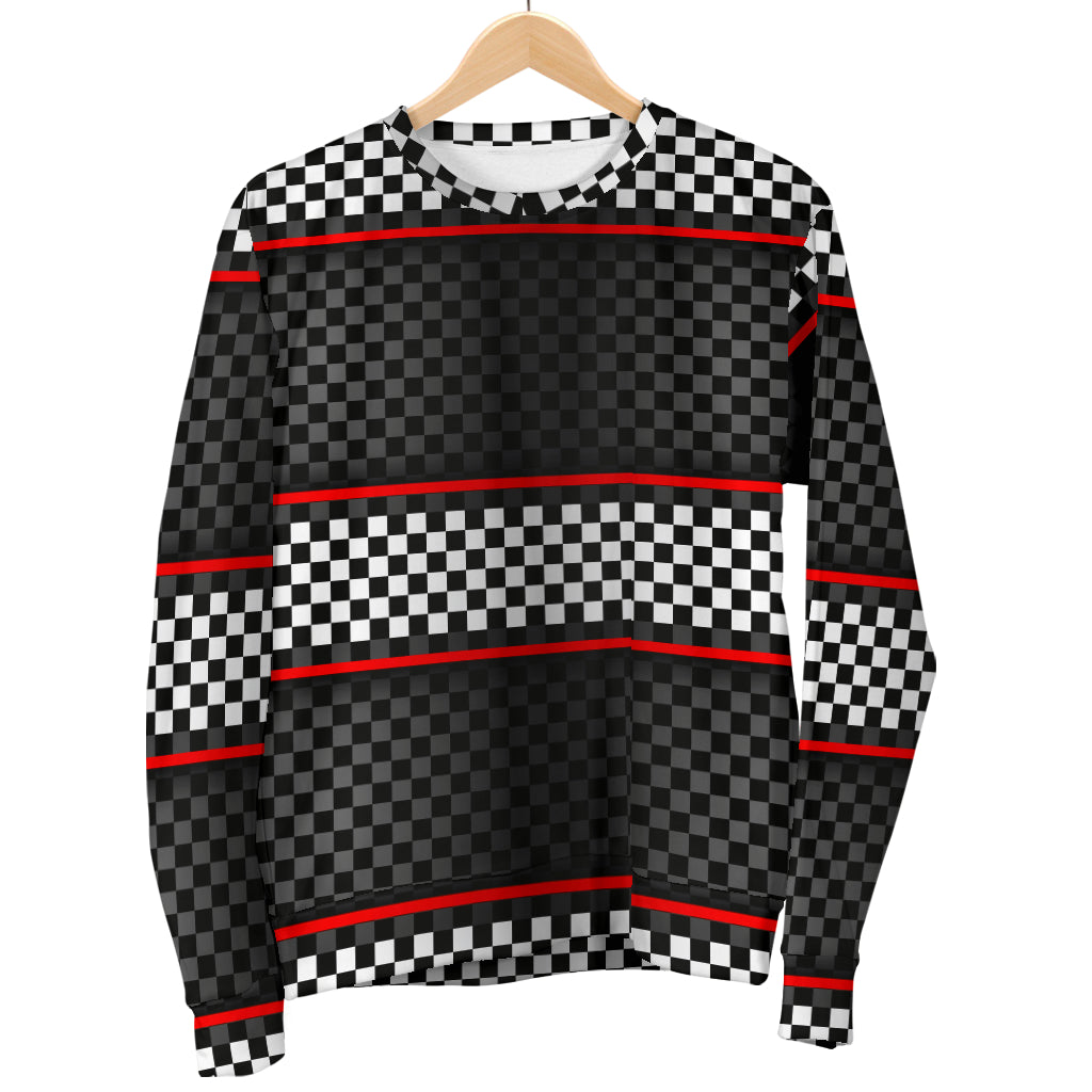 Checkered Flag Red Line Style Women Long Sleeve Sweatshirt