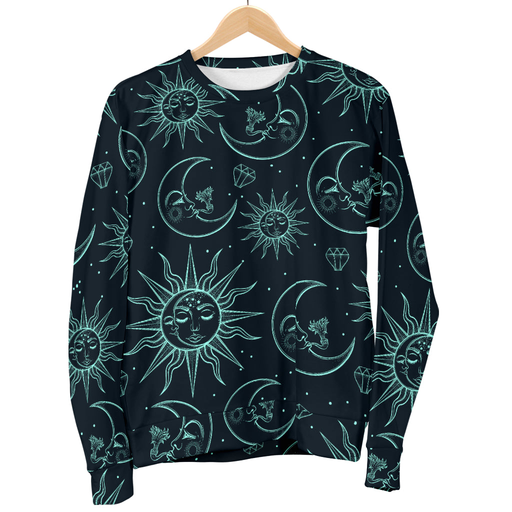 Sun Moon Magic Design Themed Print Men Long Sleeve Sweatshirt
