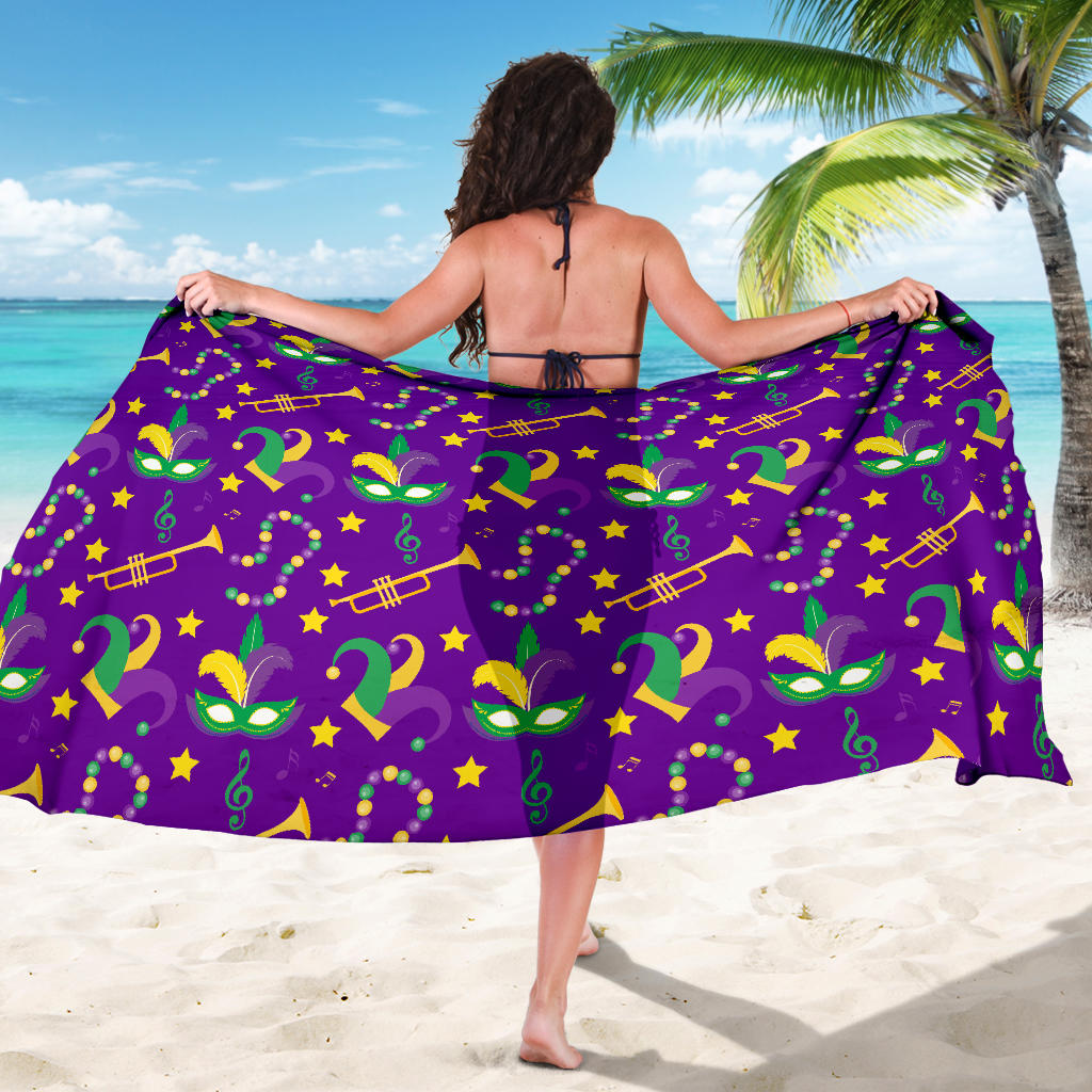 Mardi Gras Pattern Print Design 06 Sarong Pareo Wrap