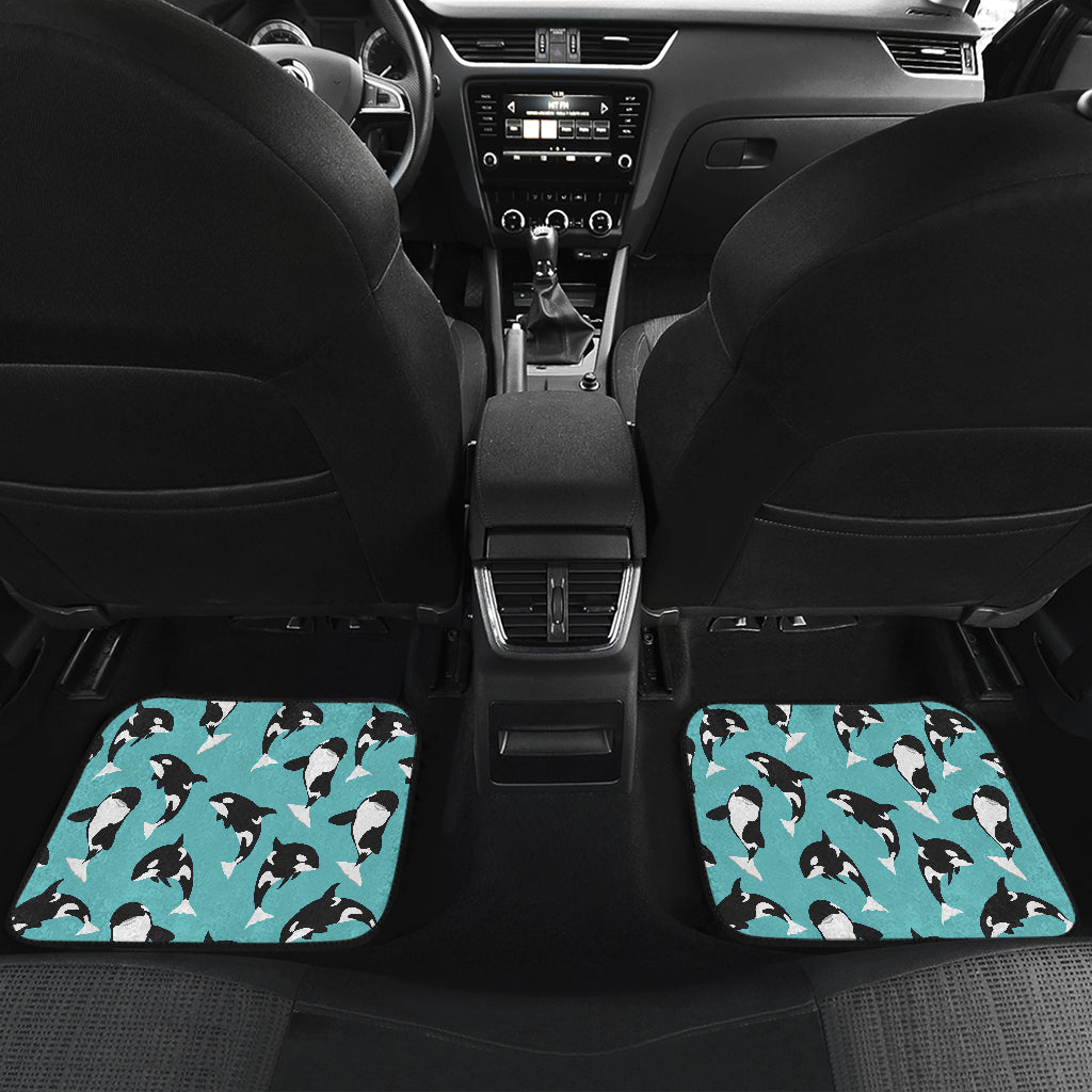Whale Action Design Themed Print Car Floor Mats Front Back