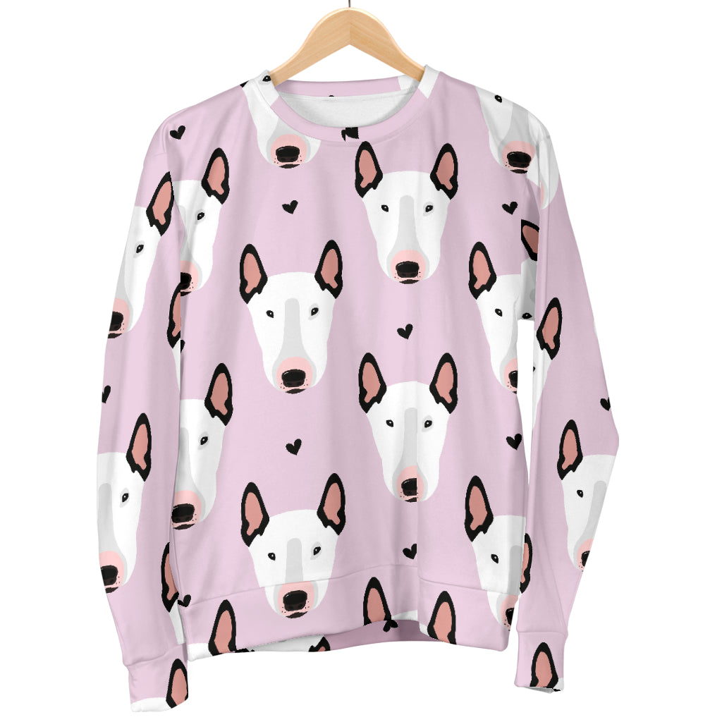 Bull Terrier Pink Print Pattern Women Long Sleeve Sweatshirt