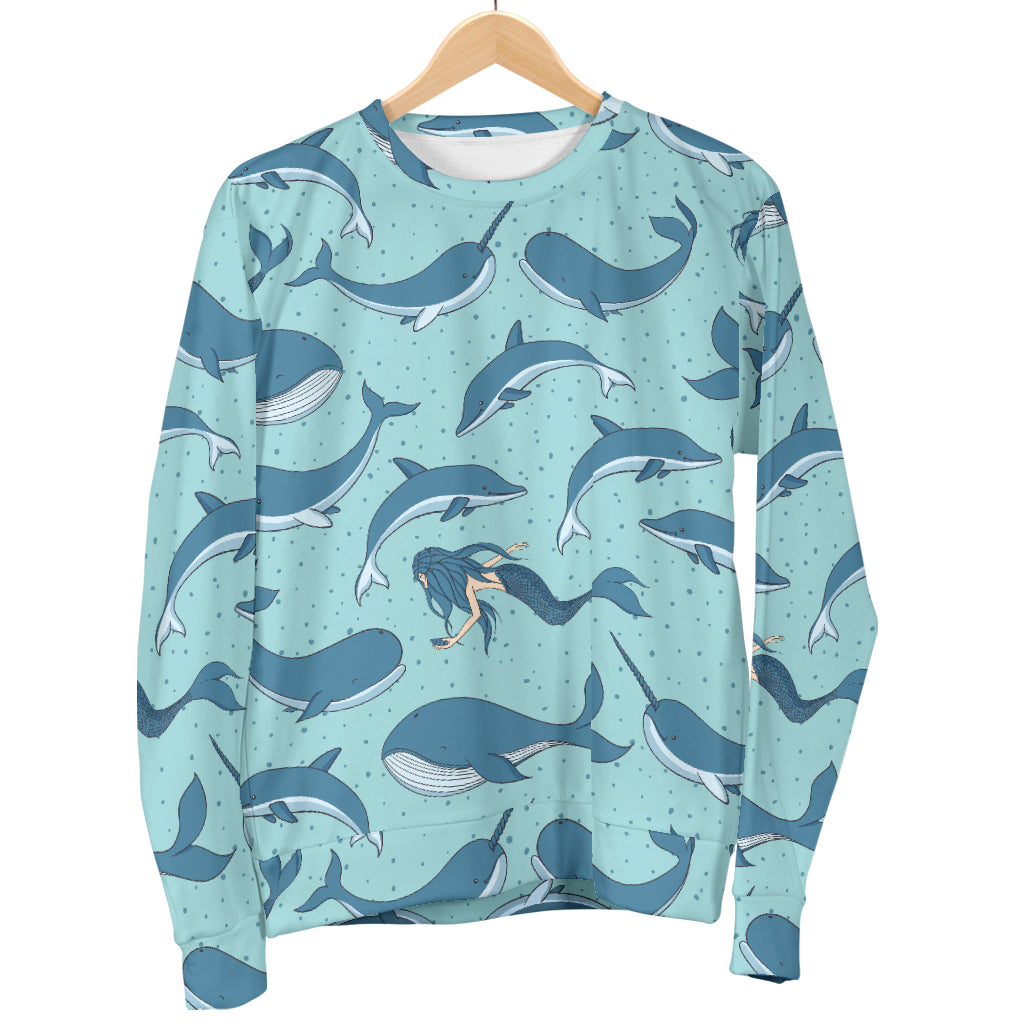 Narwhal Themed Print Women Long Sleeve Sweatshirt