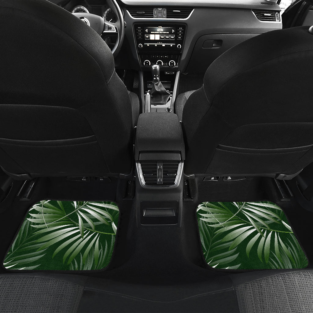 White Green Tropical Palm Leaves Car Floor Mats Front Back