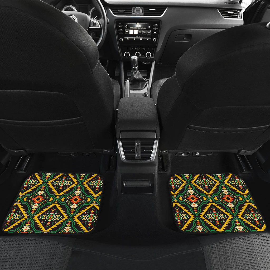 Kente Green Design African Print Car Floor Mats Front Back