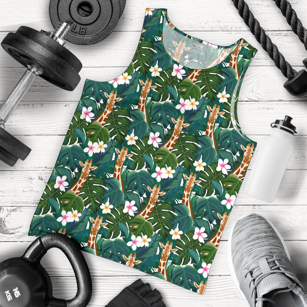 Giraffe Jungle Design Print Men Tank Top