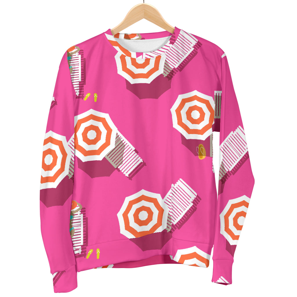 Beach Top View Umbrella Theme Men Long Sleeve Sweatshirt