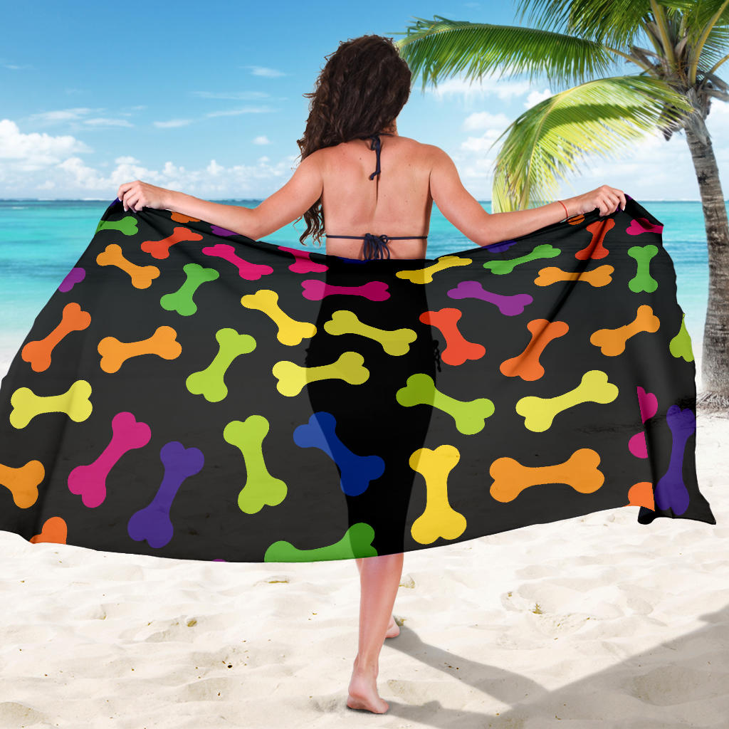 Dog Bone Neon Color Pattern Print Design 02 Sarong Pareo Wrap