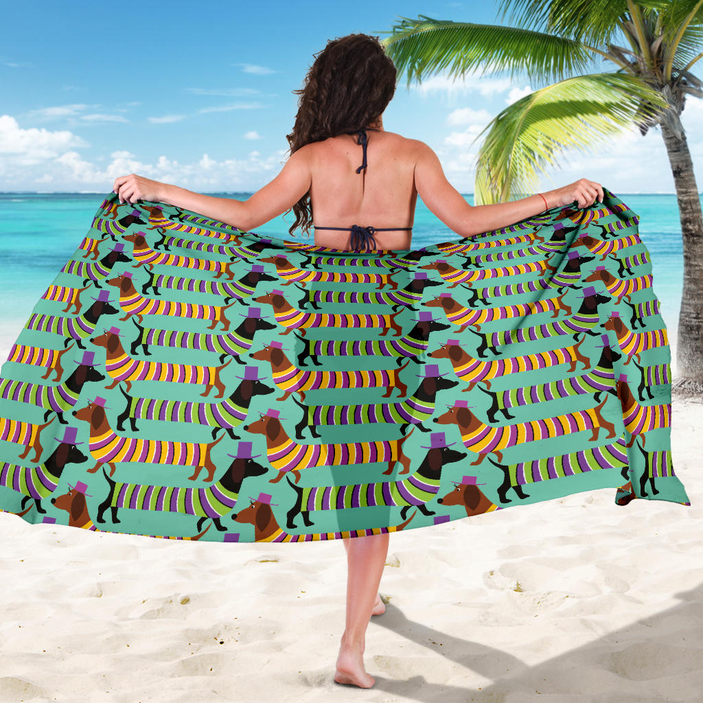 Dachshund Pattern Print Design 05 Sarong Pareo Wrap