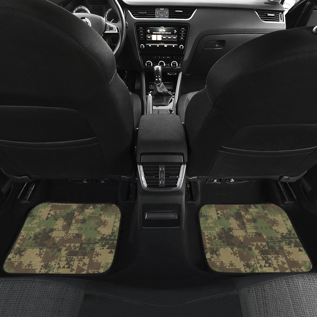 Camouflage Aztec Green Army Print Car Floor Mats Front Back