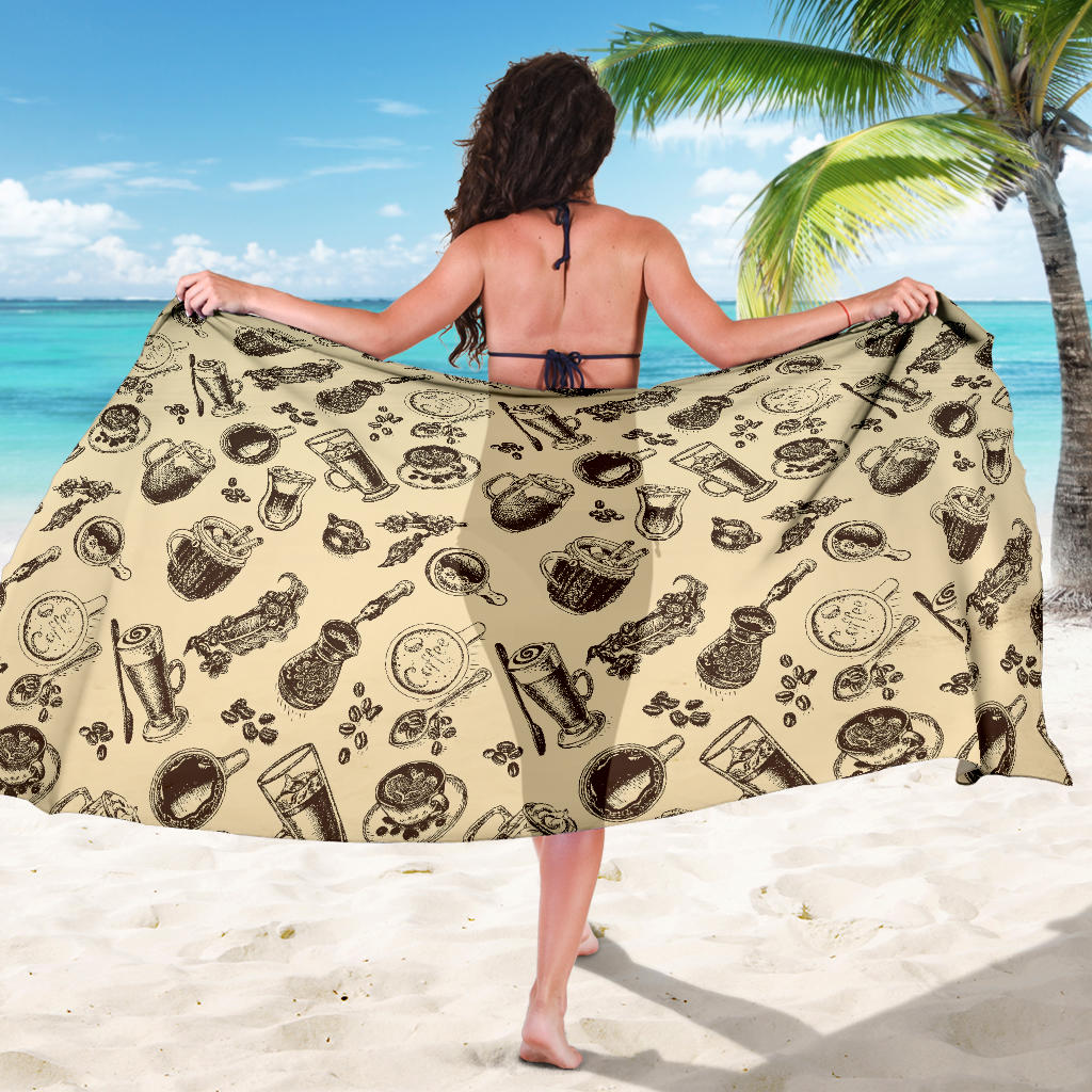 Coffee Pattern Print Design 05 Sarong Pareo Wrap