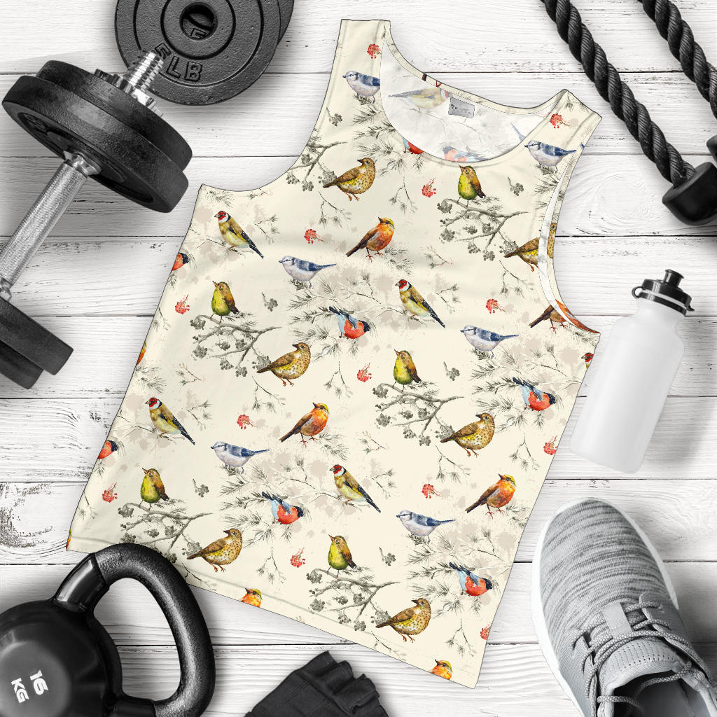 Bird Watercolor Design Pattern Men Tank Top