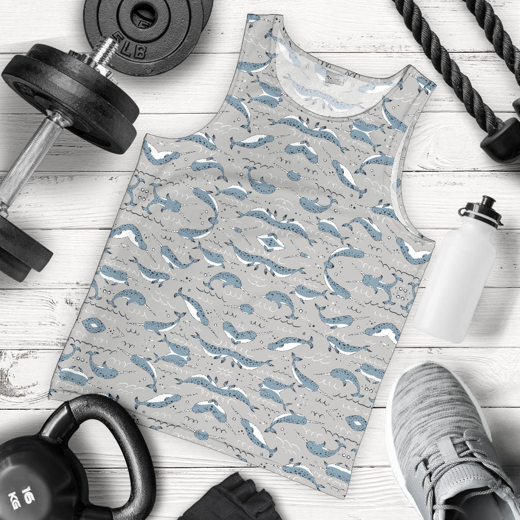 Narwhal Pattern Print Men Tank Top