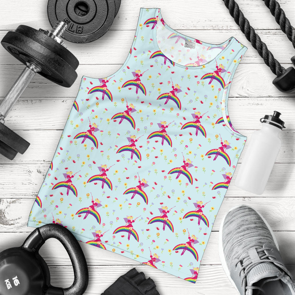 Fairy with Rainbow Print Pattern Men Tank Top