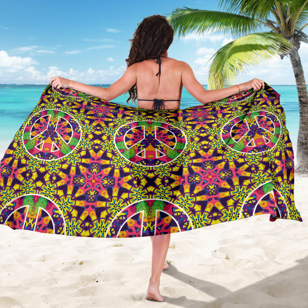 Peace Sign Pattern Print Design A04 Sarong Pareo Wrap