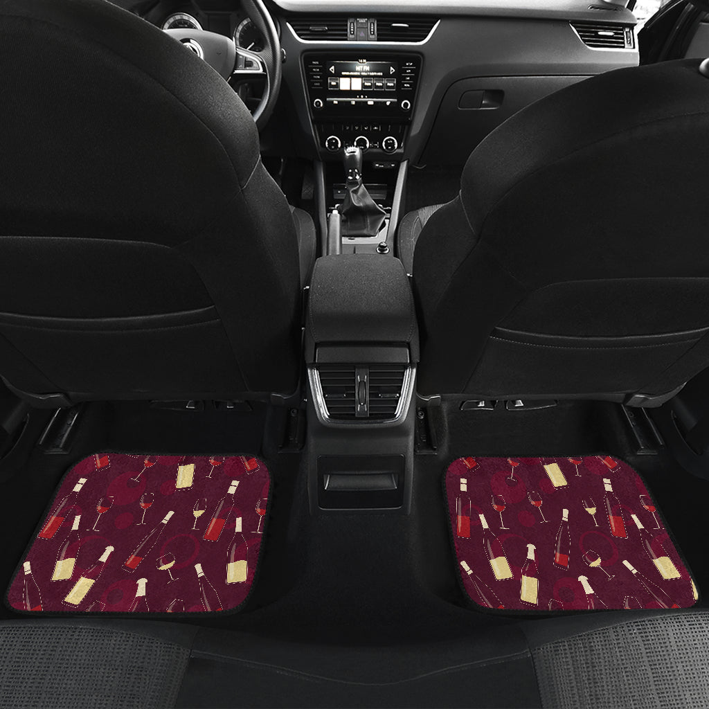 Wine Themed Pattern Print Car Floor Mats Front Back