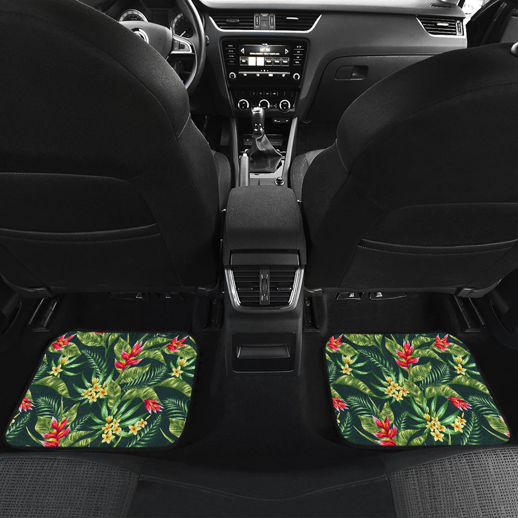 Tropical Folower Red Heliconia Print Car Floor Mats Front Back