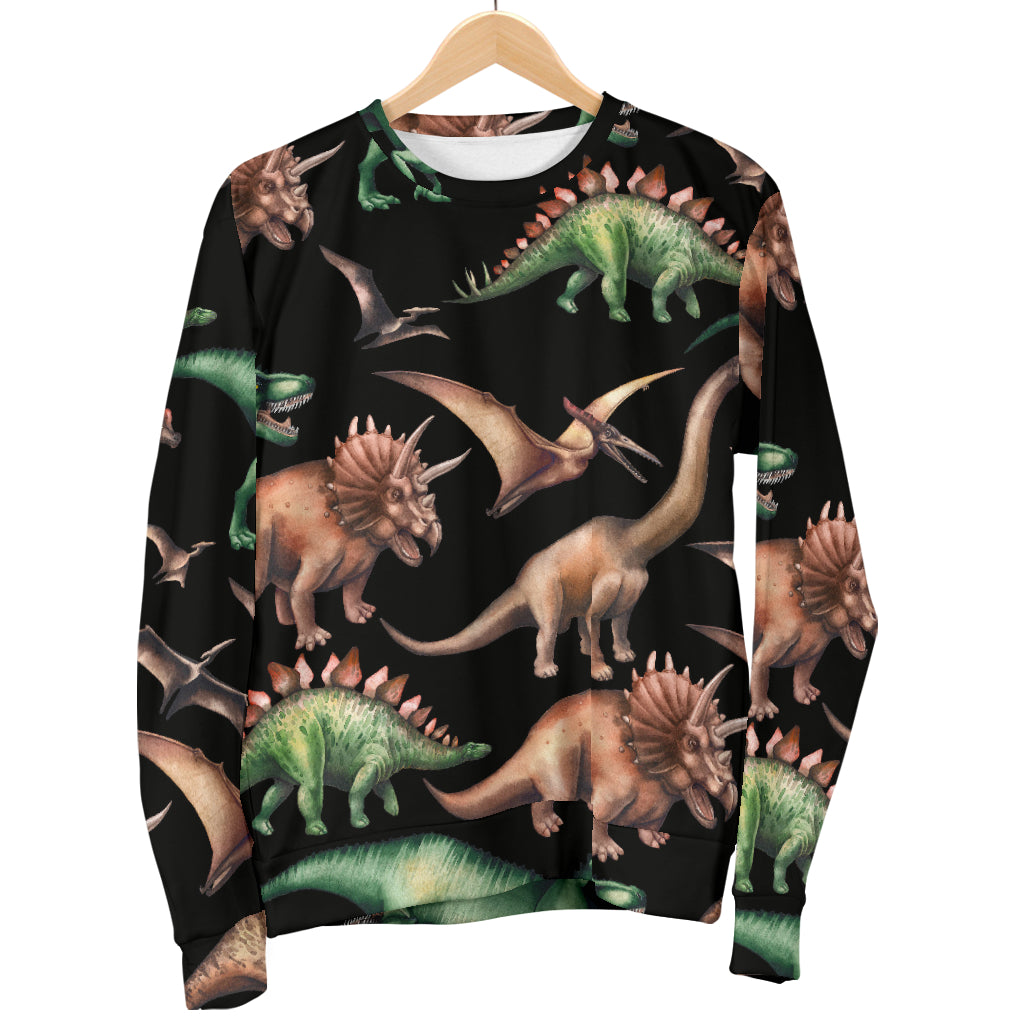 Dinosaur Print Pattern Men Long Sleeve Sweatshirt