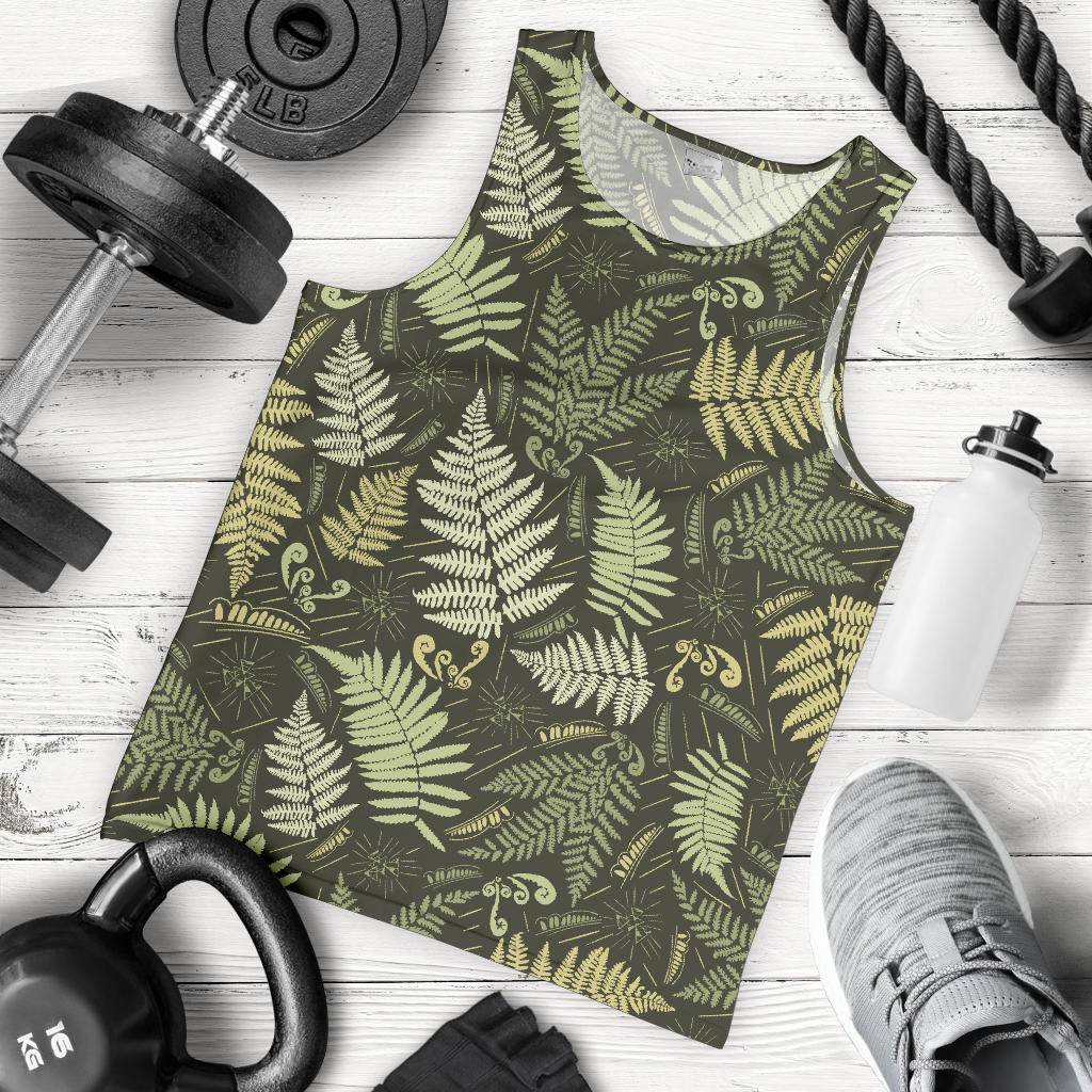 Fern Leave Green Print Pattern Men Tank Top