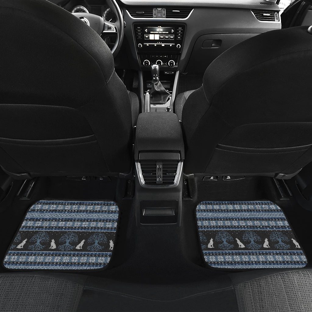 Wolf Tree of Life Knit Design Print Car Floor Mats Front Back