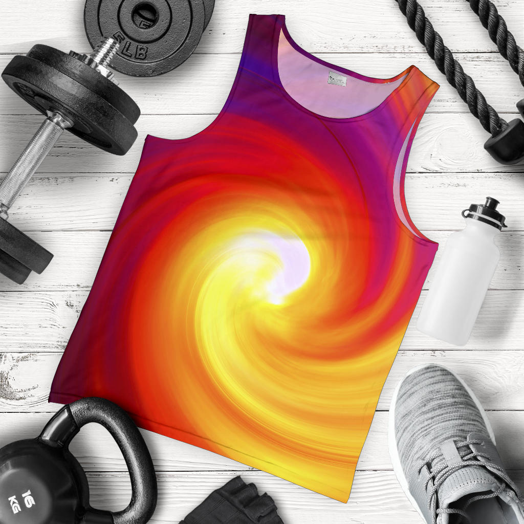 Vortex Twist Swirl Flame Themed Men Tank Top