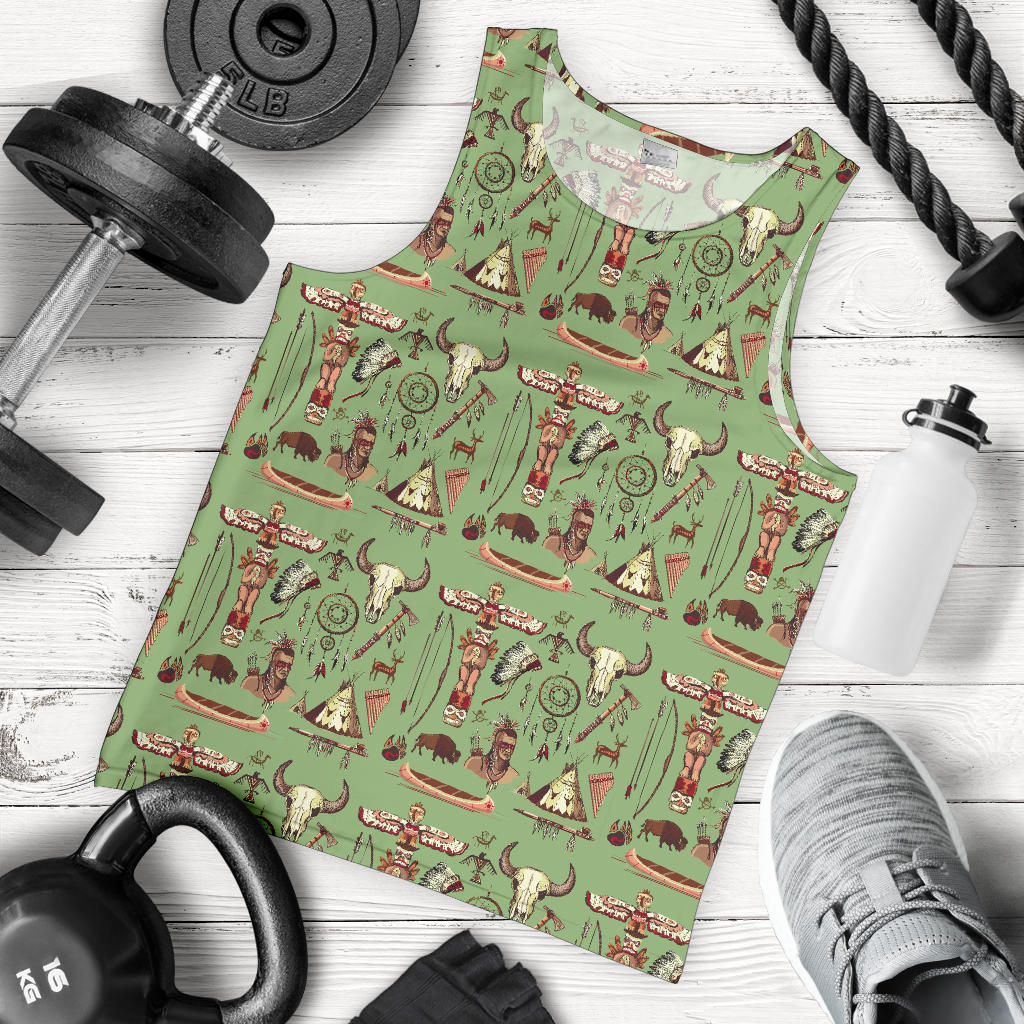Native Indian Themed Design Print Men Tank Top