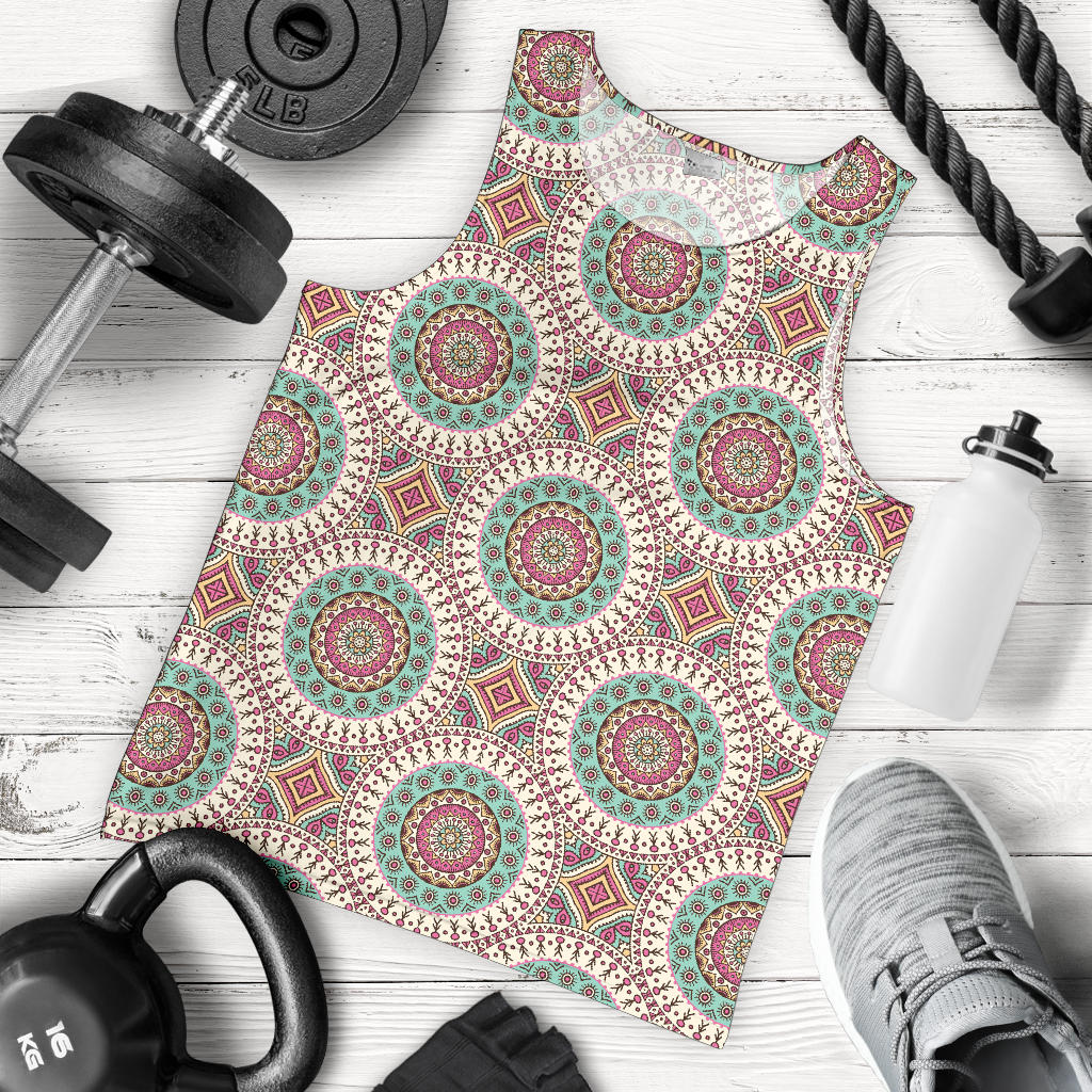 Bohemian Round Style Print Men Tank Top