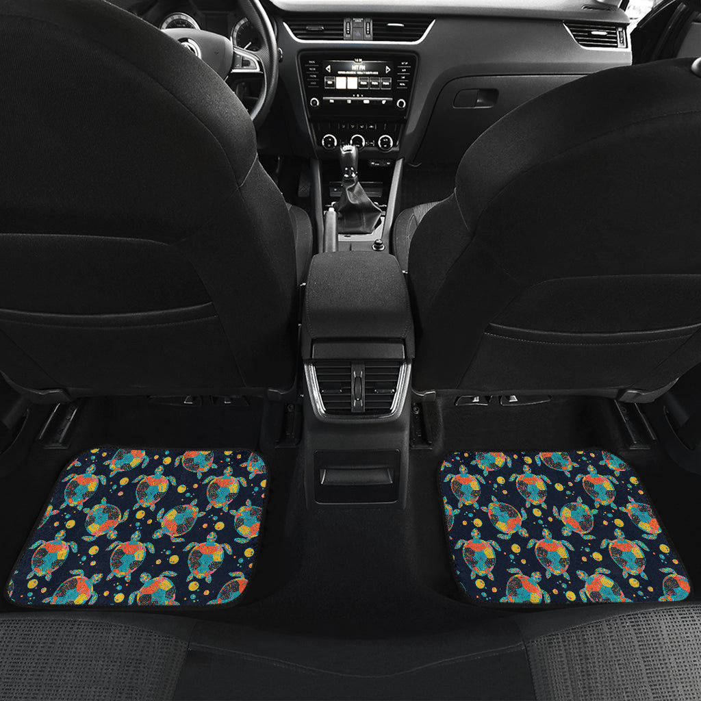 Sea Turtle Colorful with bubble Print Car Floor Mats Front Back