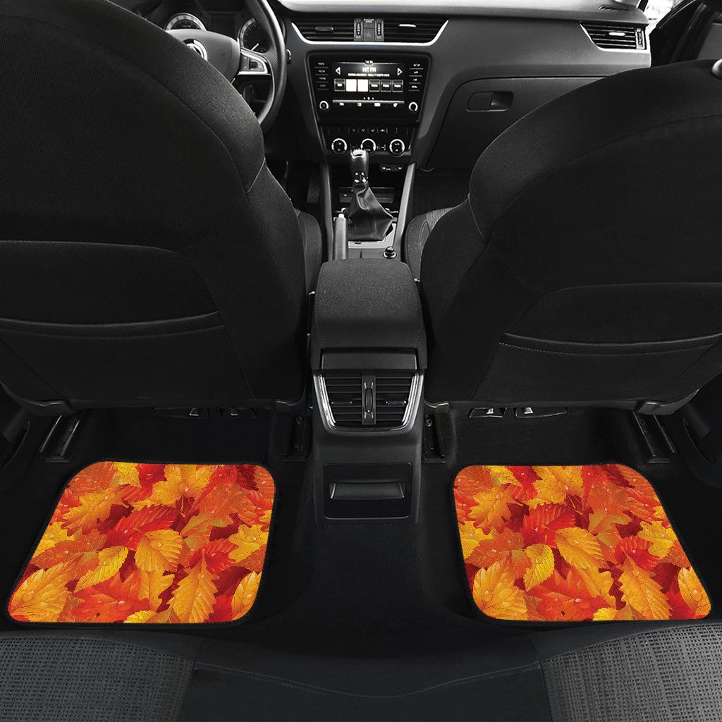 Elm Leave Autum Print Pattern Car Floor Mats Front Back