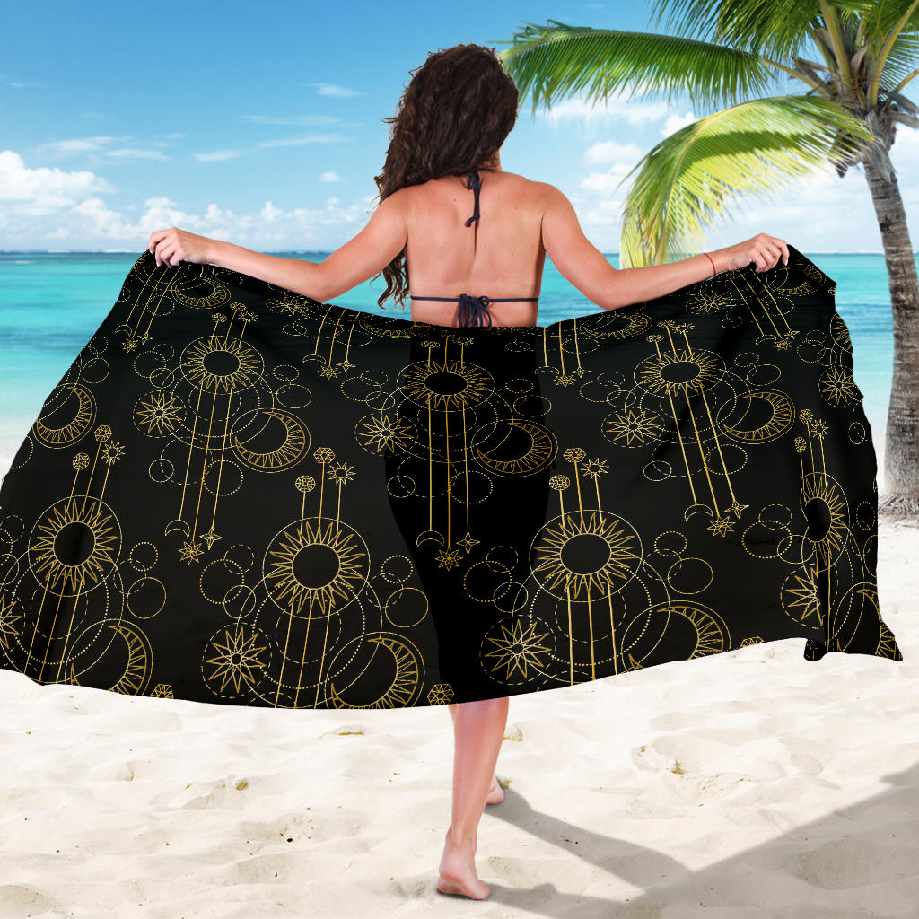 Moon Boho Style Pattern Print Design 01 Sarong Pareo Wrap