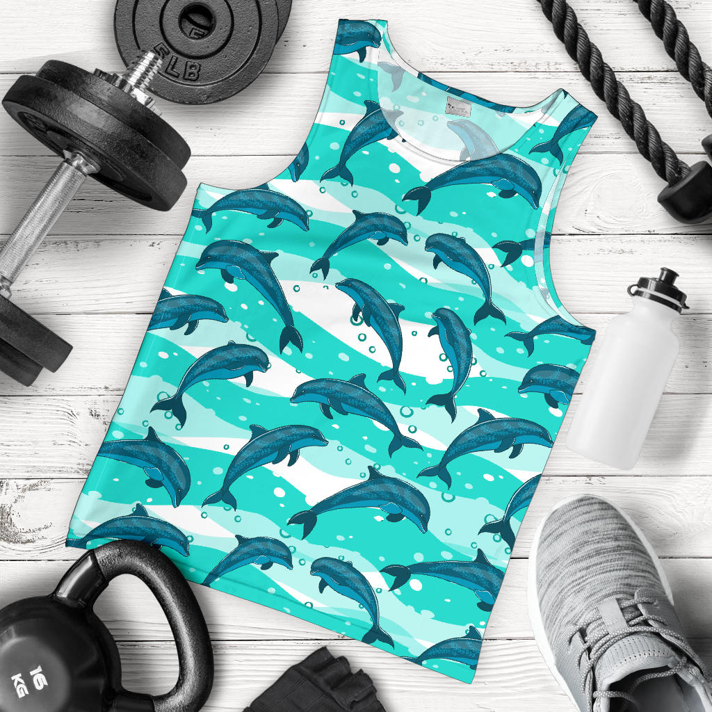 Dolphin Design Print Pattern Men Tank Top