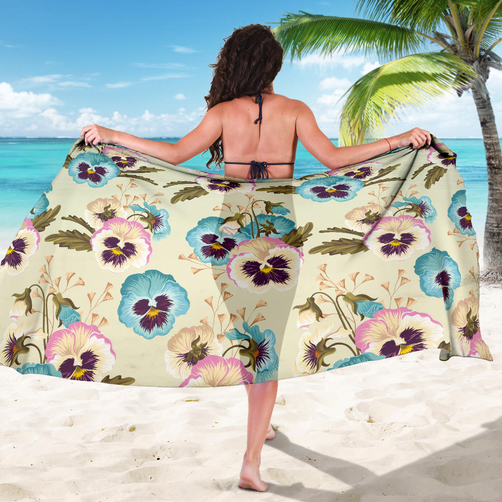 Pansy Pattern Print Design A02 Sarong Pareo Wrap