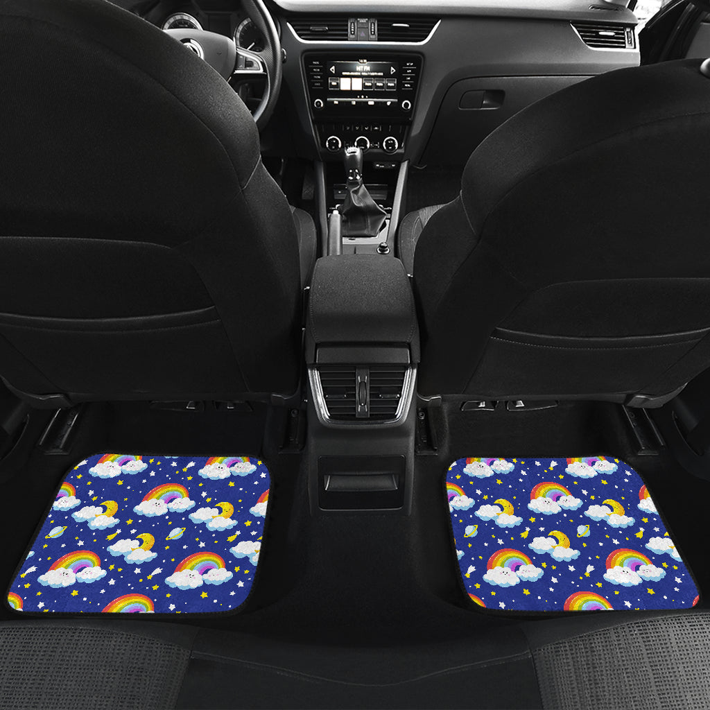 Rainbow Space Design Print Car Floor Mats Front Back