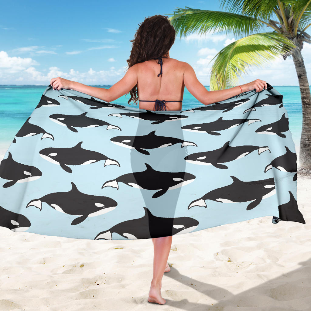 Killer Whale Pattern Print Design 01 Sarong Pareo Wrap