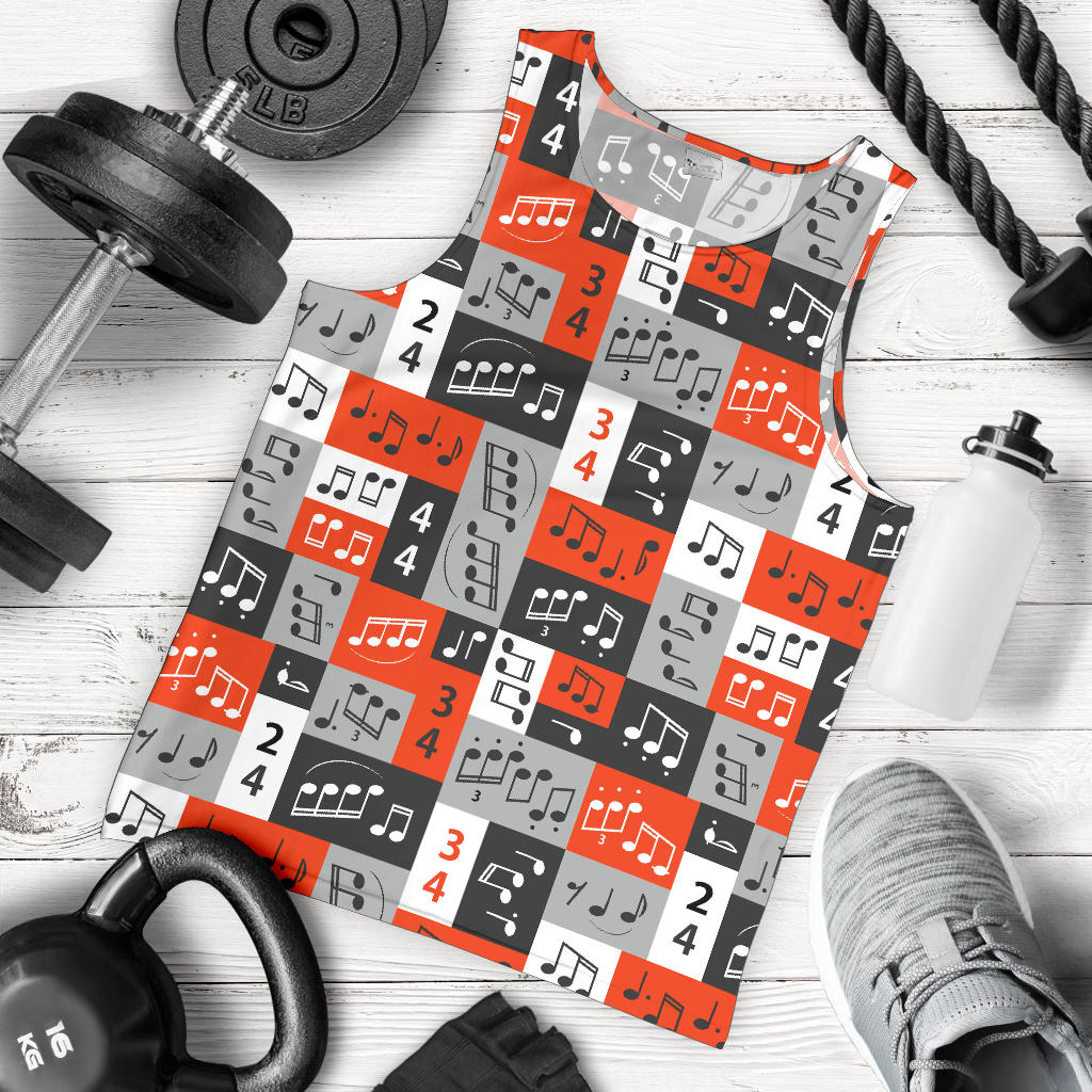 Music Note Design Themed Print Men Tank Top