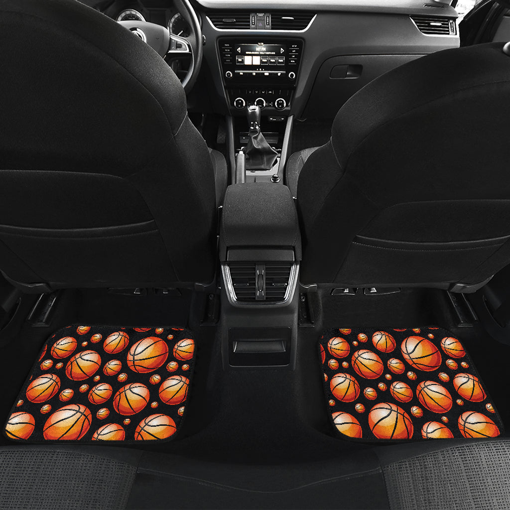 Basketball Black Background Pattern Car Floor Mats Front Back