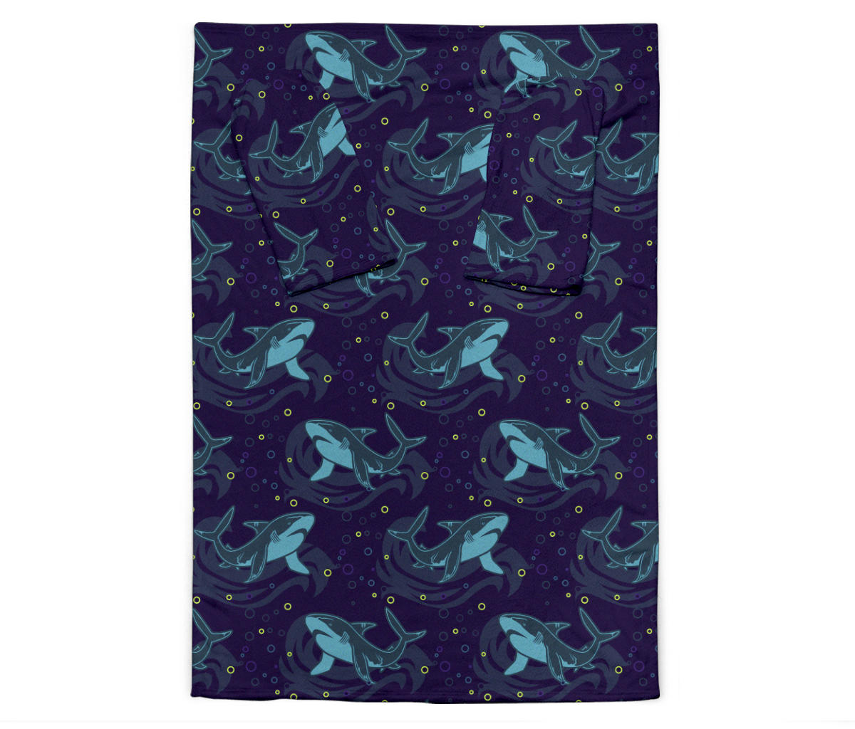 Shark Themed Print Adult Sleeve Blanket