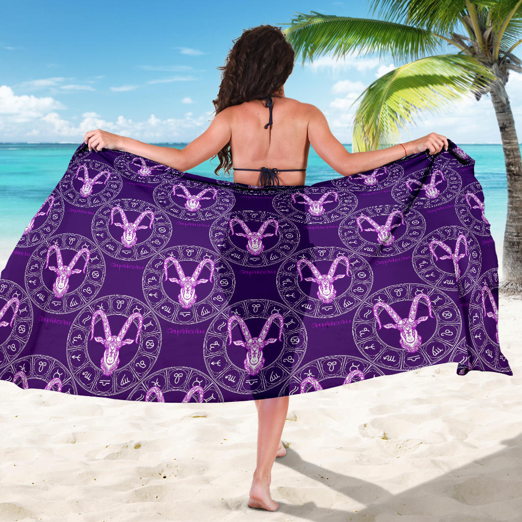 Capricorn Zodiac Pattern Print Design 04 Sarong Pareo Wrap