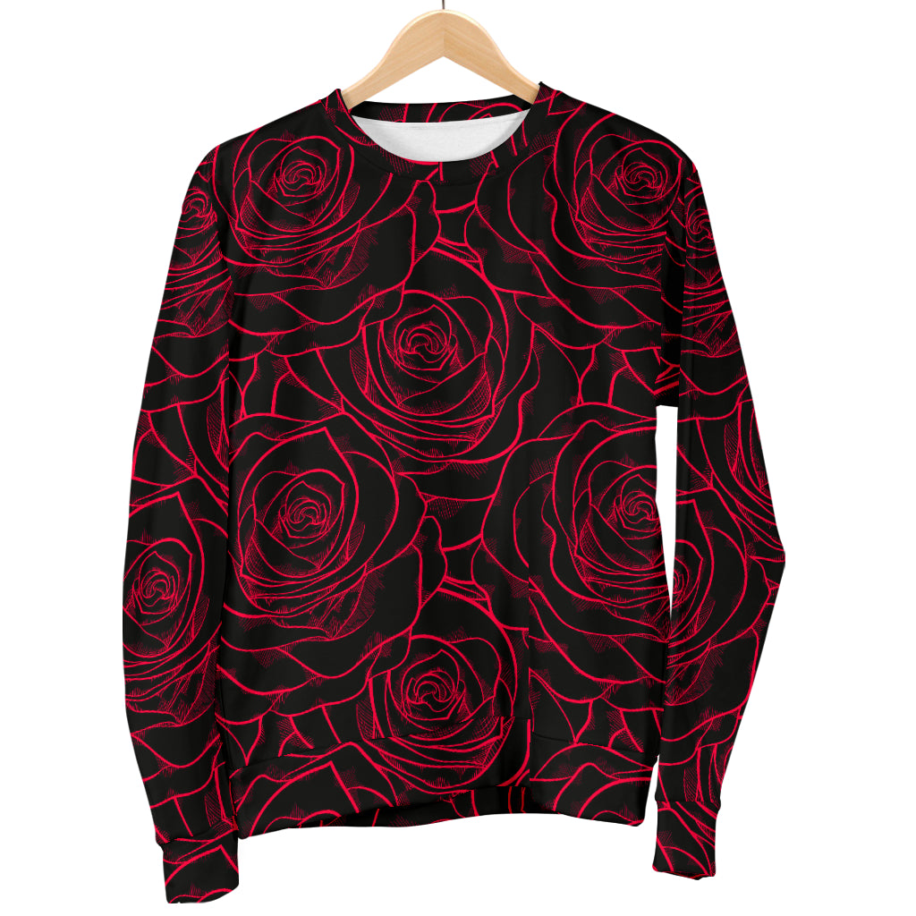 Red Rose Design Print Men Long Sleeve Sweatshirt