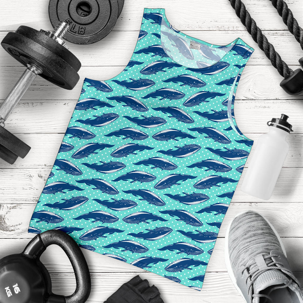 Whale Polka Dot Design Themed Print Men Tank Top
