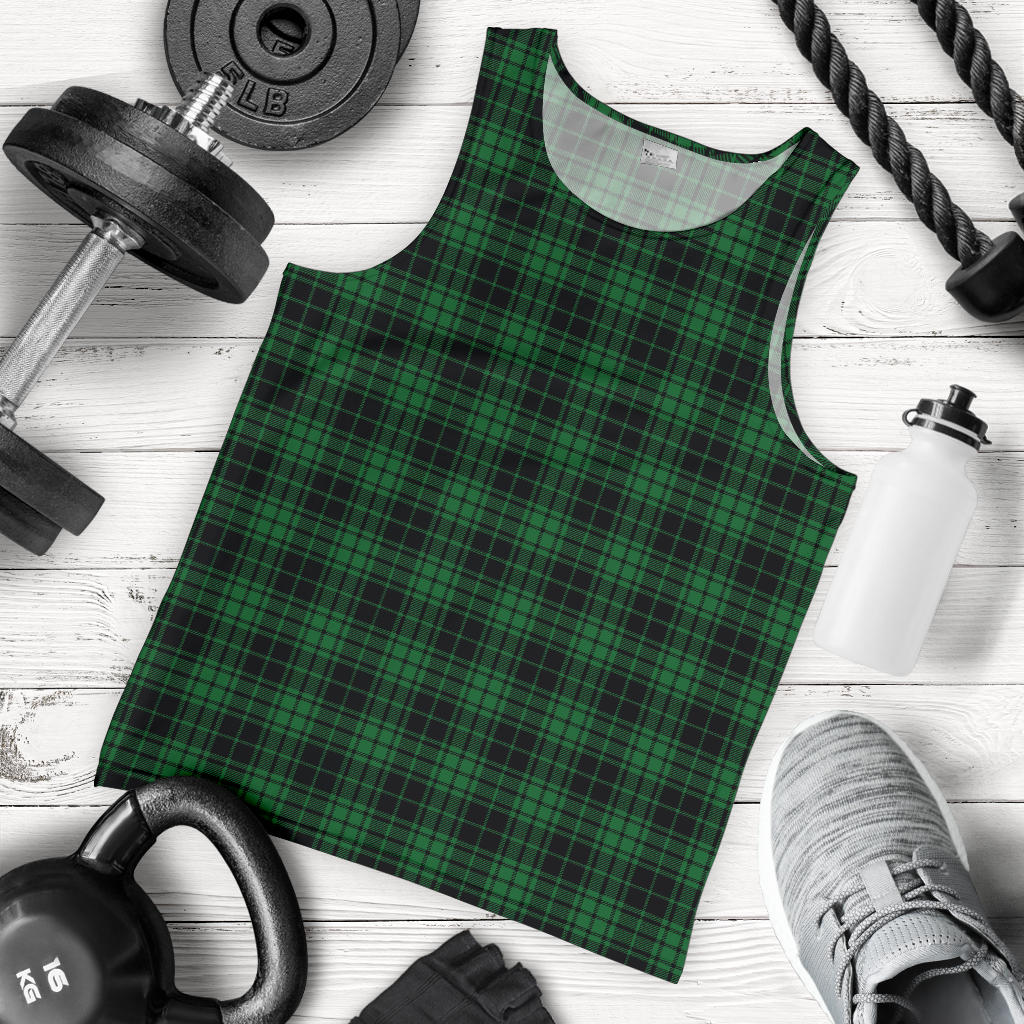 Green Tartan Plaid Pattern Men Tank Top