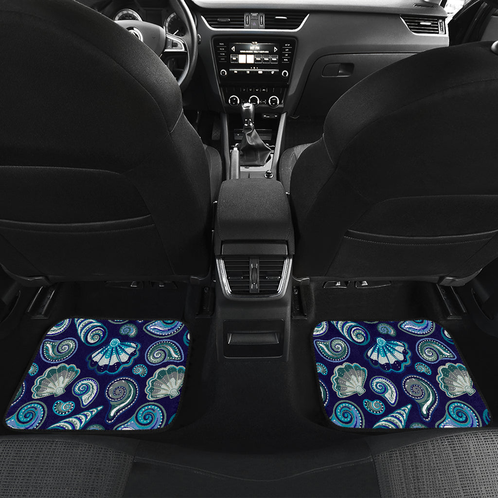 Beach Seashell Blue Print Car Floor Mats Front Back