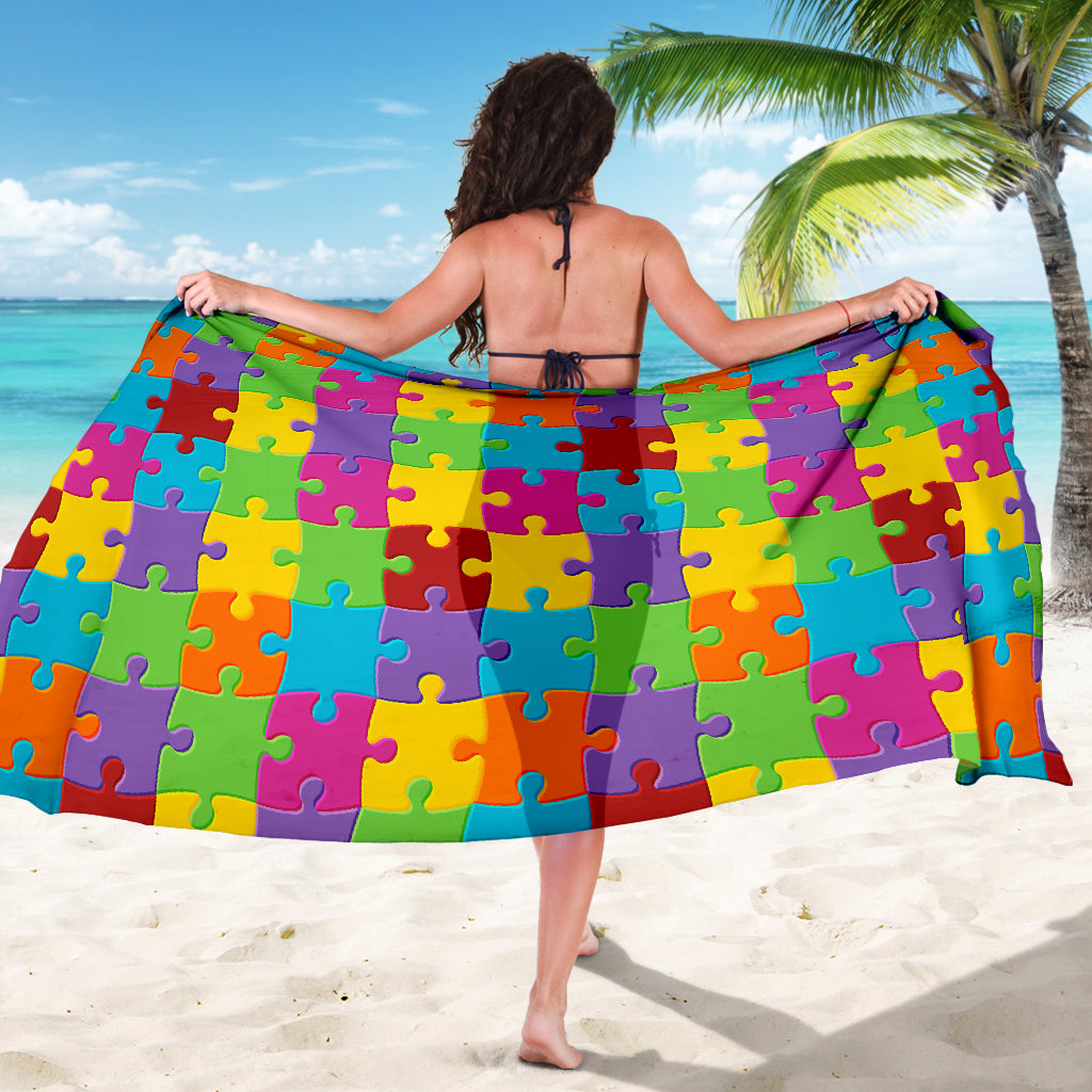 Autism Awareness Pattern Print Design 02 Sarong Pareo Wrap