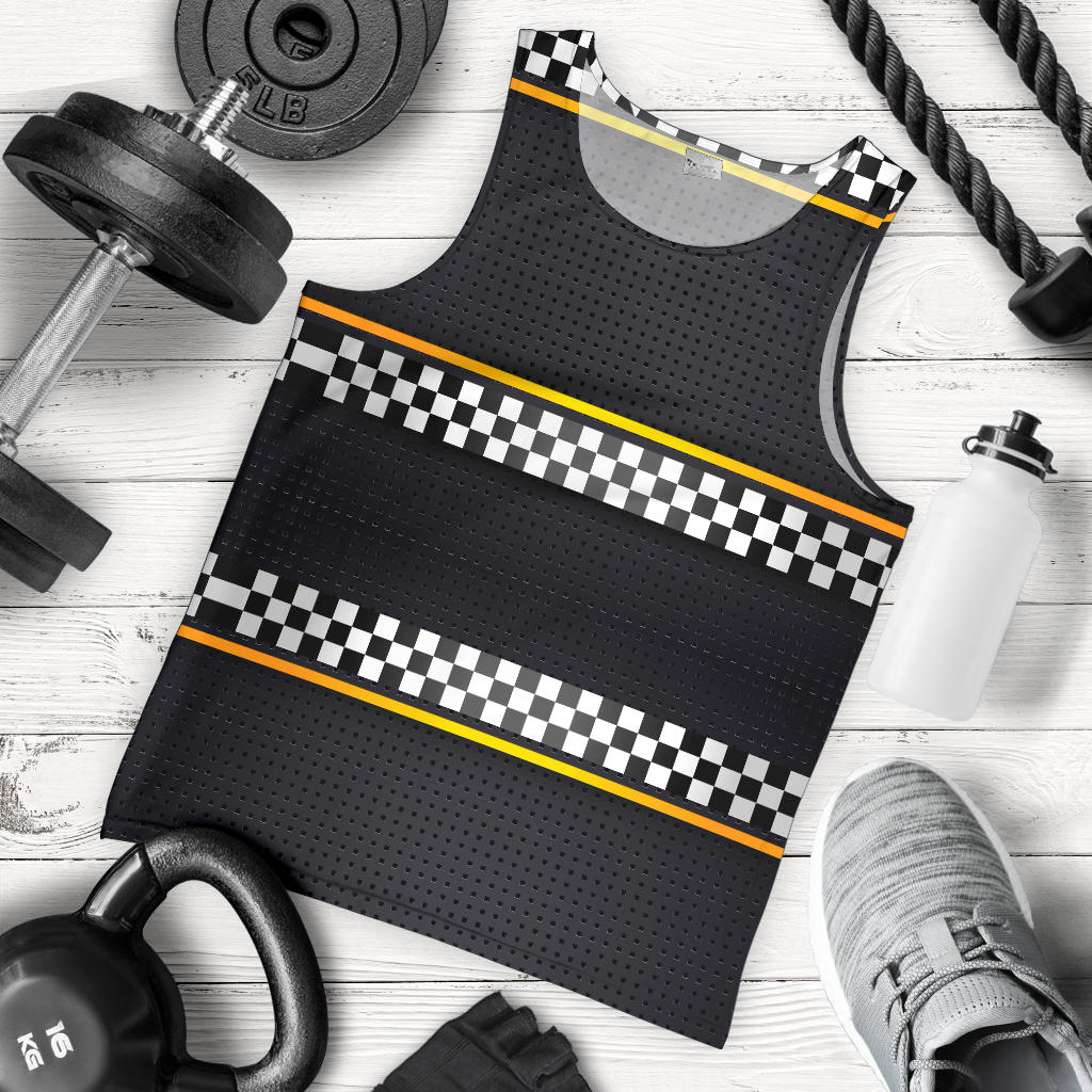 Checkered Flag Yellow Line Style Men Tank Top