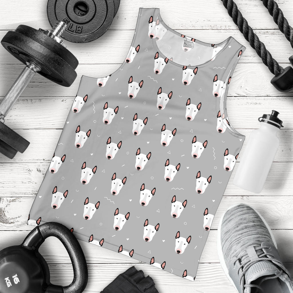 Bull Terrier Head Print Pattern Men Tank Top