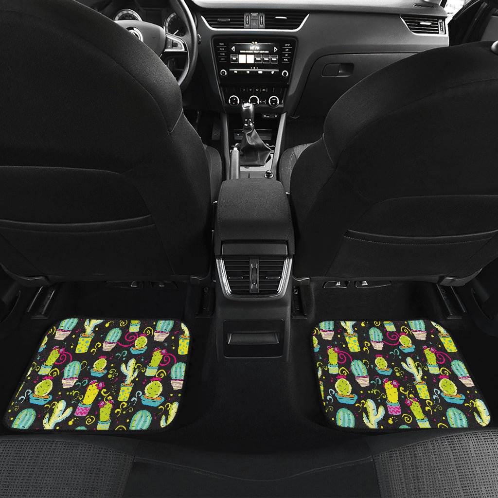 Cactus Neon Style Print Pattern Car Floor Mats Front Back