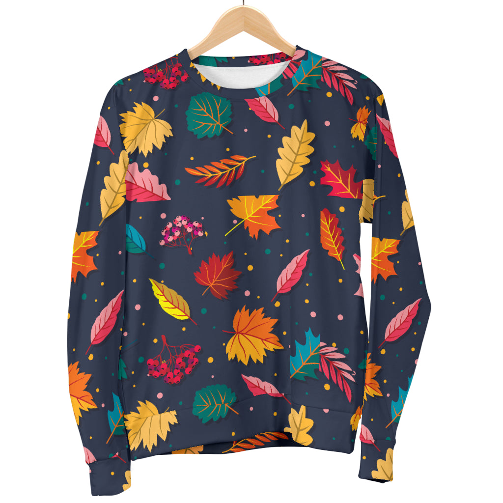 Elm Leave Colorful Print Pattern Men Long Sleeve Sweatshirt