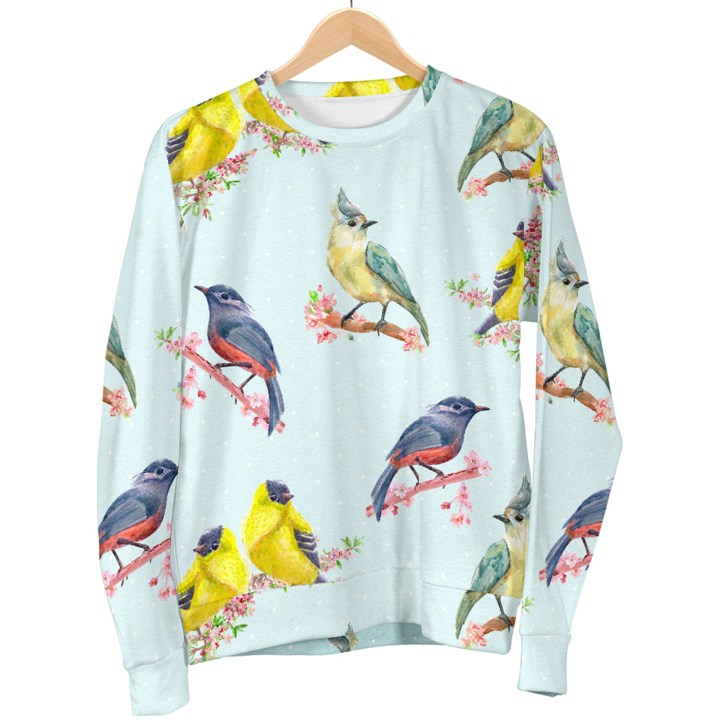 Bird Sweet Themed Print Pattern Men Long Sleeve Sweatshirt