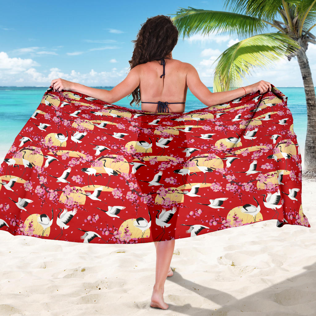 Crane Pattern Print Design 04 Sarong Pareo Wrap