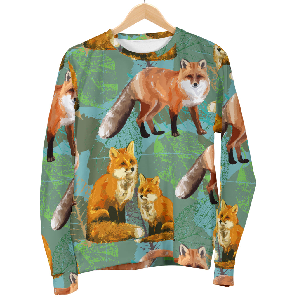 Fox Autumn leaves Themed Men Long Sleeve Sweatshirt