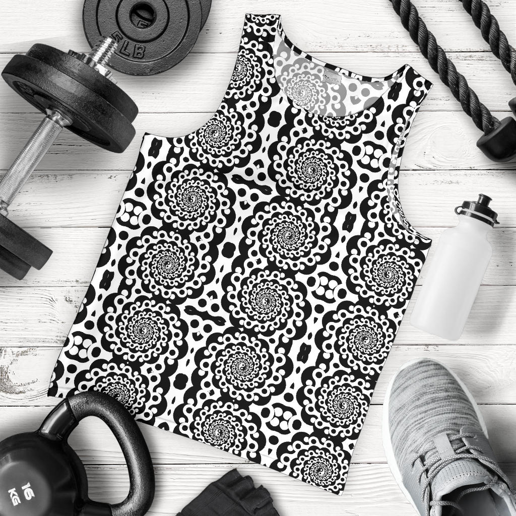 Yin Yang Spiral Design Print Men Tank Top